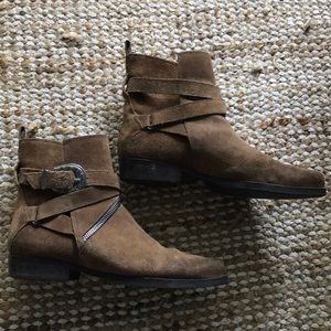 All saints brown suede ankle cowboy boots Sz 37/ 7